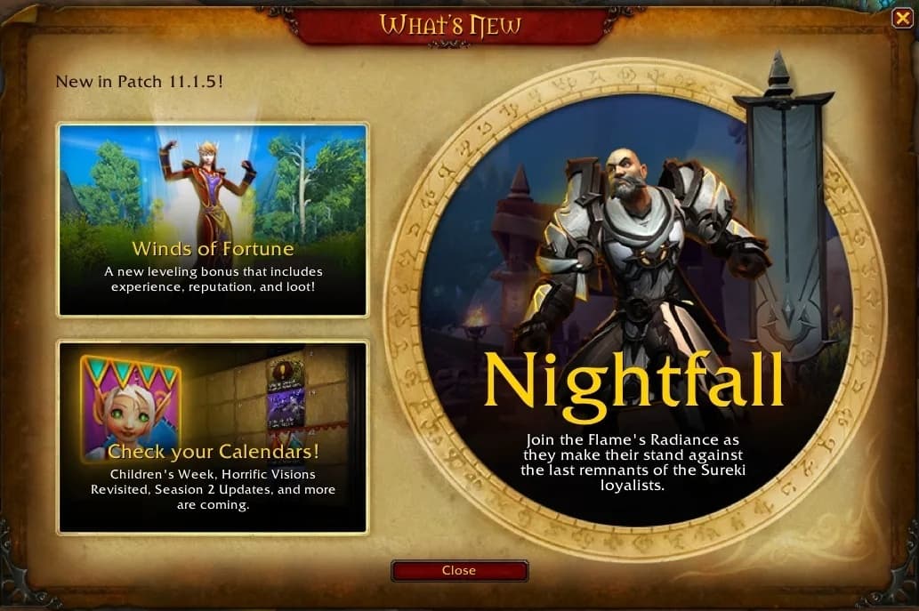 WoW : Patch 11.1.5 – Toutes les infos sur le Nachtsturz, les Visions Perturbantes et les Duos Rusés