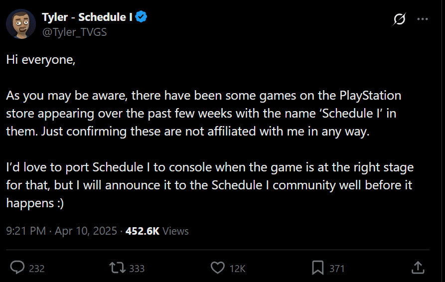 Date de sortie et mises à jour de Schedule 1 : Le Développeur dévoile tout sur Twitch